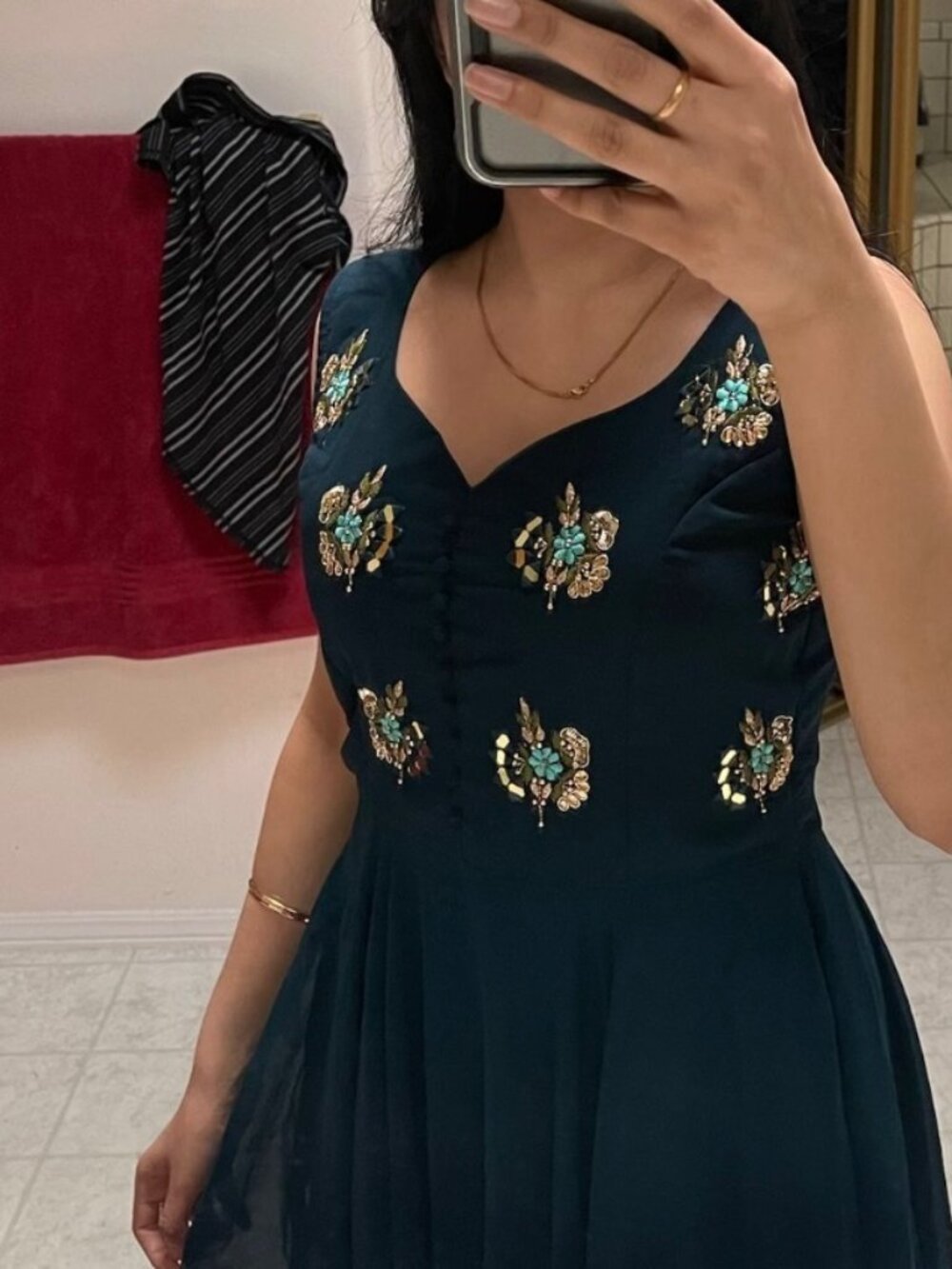 Elegant Teal Embroidered Anarkali Dress